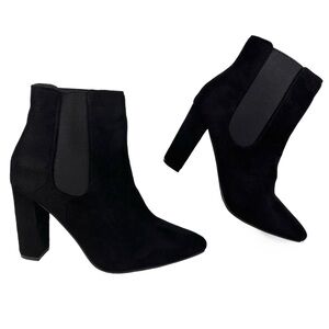 Weeboo Chelsea Ankle Boots Women’s Size 7 Black Vegan Suede Elastic Fleece-Lined